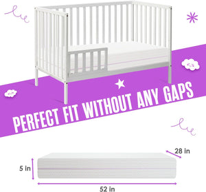 Sleepah Crib Mattress Dual Sided Cooling Memory Foam (52" x 28" x 5") Waterproof Washable Breathable Certipur Certified for Babies & Toddlers Fit Toddler Bed (Pink)