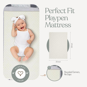 Sleepah Pack and Play Mattress Foam Pad 38 x 26 x 1.5 for Playpen, Portable Playyard Mattress - Soft Waterproof Washable & Removable Cover Breathable Mattress Topper