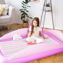 Load image into Gallery viewer, Sleepah Inflatable Toddler Travel Bed Portable Kids Air Mattress Set w Safety Bed Rail Guards for Kids &amp; Toddlers – Set Includes Pump, Carry Case, Pillow &amp; More - Perfect Transitional Cot
