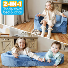 Load image into Gallery viewer, Sleepah Toddler Travel Bed &amp; Chair - Foam Raised Safety Bumpers - Foldable Portable Travel Cot for Toddlers Perfect for at Home Or On The Go
